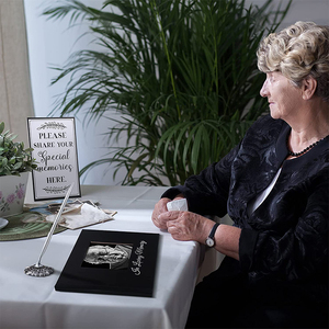 Black Cover Memorial Service Custom Guest Book <strong>Memory</strong> Funeral Guest Book WIth Pen - Product Image 6
