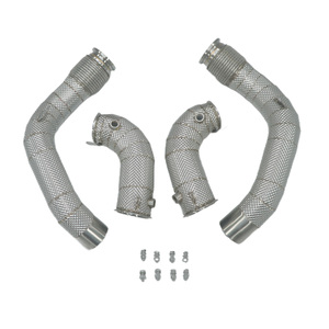 SS304ท่อไอเสียสเตนเลสไหลสูงท่อดาวน์ไลท์สำหรับ F90 M5 BMW 2018-2021 4.4T ท่อไอเสียแบบ S63ตรงพร้อมเกราะป้องกันความร้อน - Product Image 1