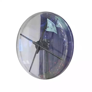 Yuvarlak şeffaf akrilik holografik vitrinin 3d led hologram fan kapağı