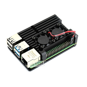 Waveshare Aluminium Alloy <strong>Case</strong> for <strong>Raspberry</strong> <strong>Pi</strong> 4 <strong>Model</strong> B Black Armour with Dual Cooling Fans - Product Image 3