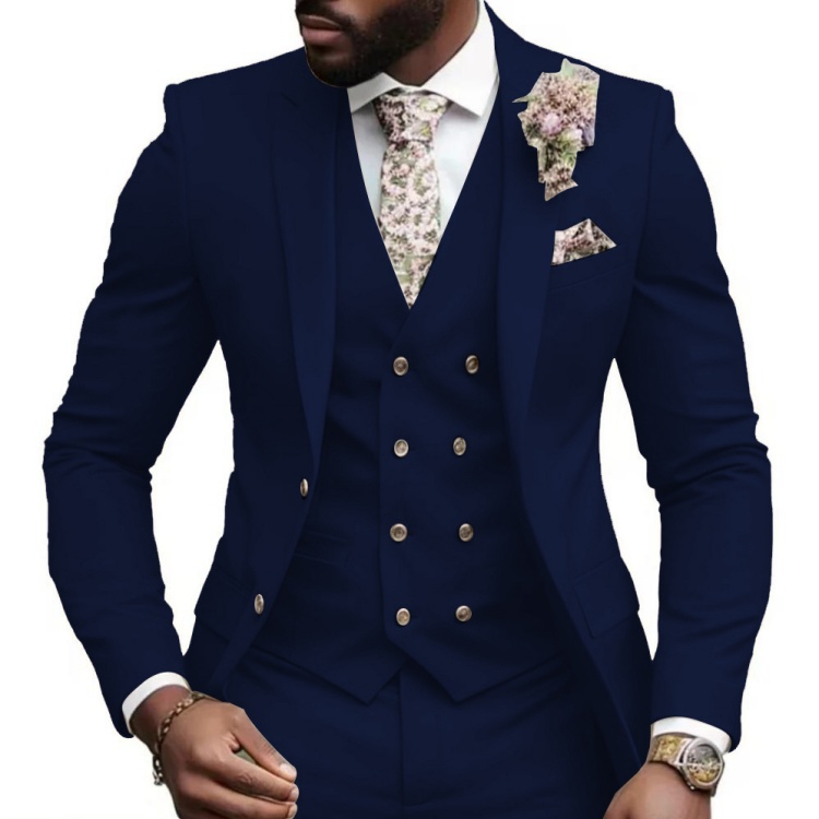 Marine (veste + gilet + pantalon)