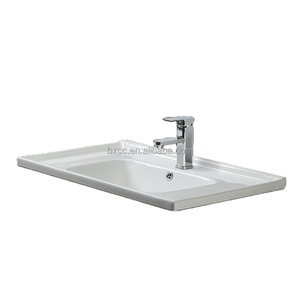现代乡村风格单孔陶瓷盆长方形工厂防水浴室水槽 - Product Image 1