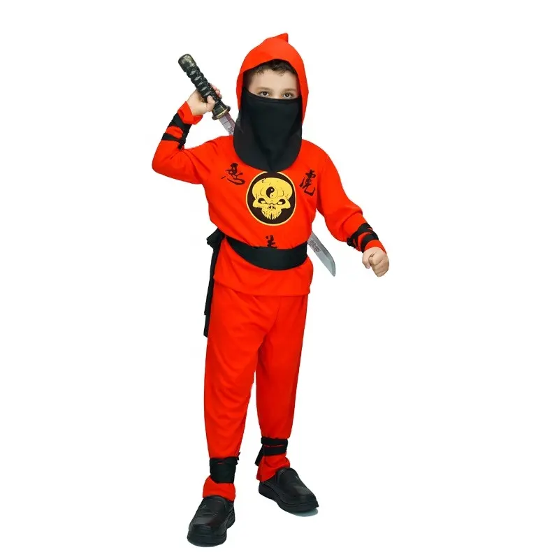 Dress Up Halloween Party Cosplay Ninja Kostüm Unisex Cool Red Ninja Kostüm für Kinder
