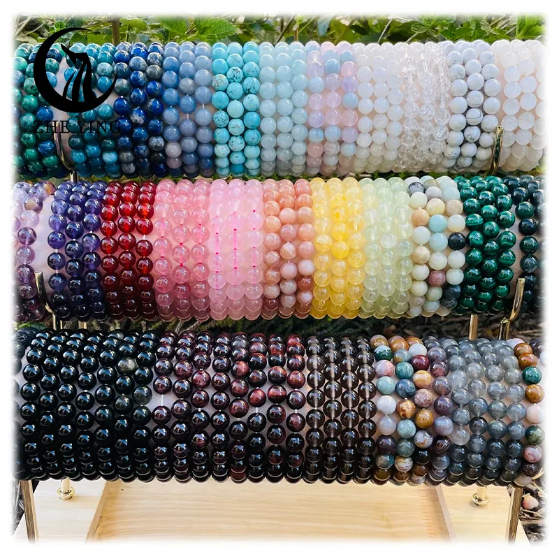 Zhe Yingクリスタルヒーリングストーンバルク6/8/10mm卸売pulseras mujerブレスレットストーンナチュラルヒーリングストーンブレスレット