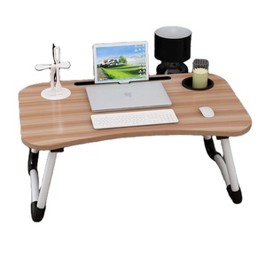 Escritorio de cama multifunción con carga Usb, mesa de ordenador portátil plegable de madera, versión actualizada
