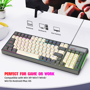 办公键盘有线游戏键盘96键RGB背光双色注塑灰白色游戏键盘 - Product Image 3