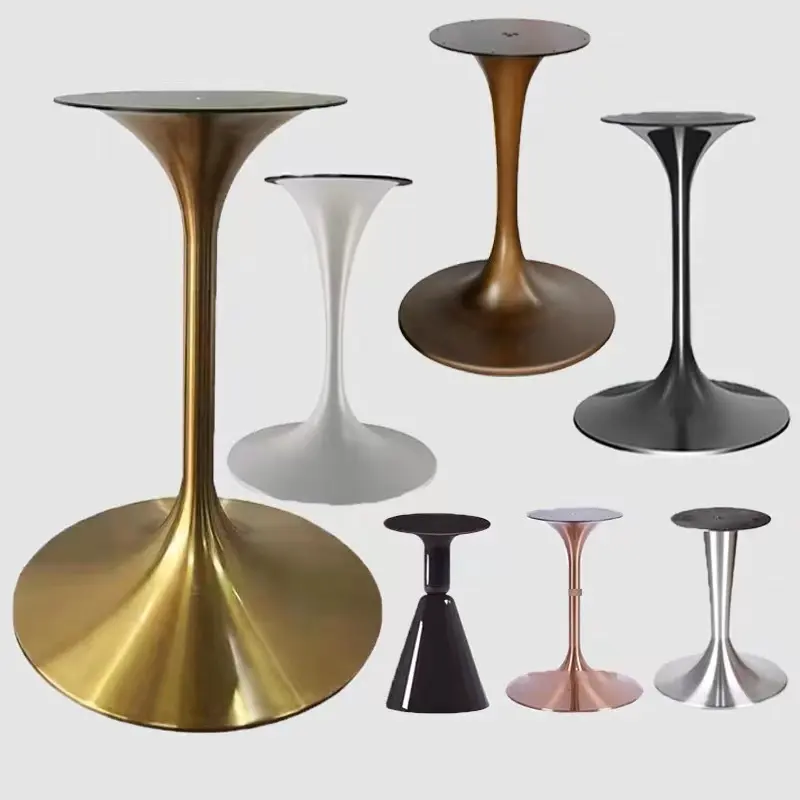 Mesa de trompete com pernas de metal desenho tulipa para mesas com tampo de madeira de mármore e pedra sinterizada feitas em foshan