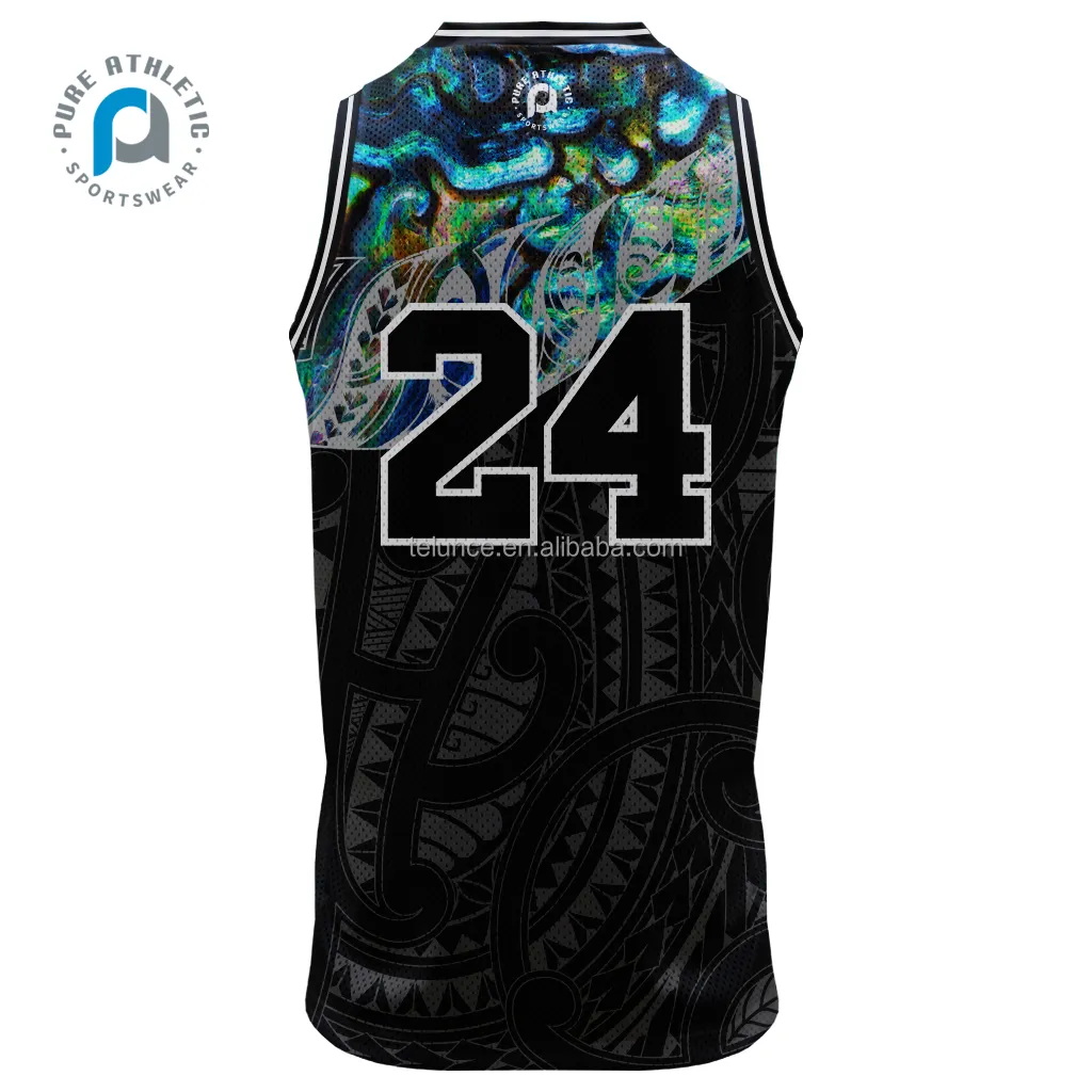 Tinh Khiết Jersey Bóng Rổ Tùy Chỉnh paua Màu Bóng Rổ Jerseys Nbaa Bóng Rổ Hàng Đầu Đồng Phục Mặc Mens Polyester Lưới Vải