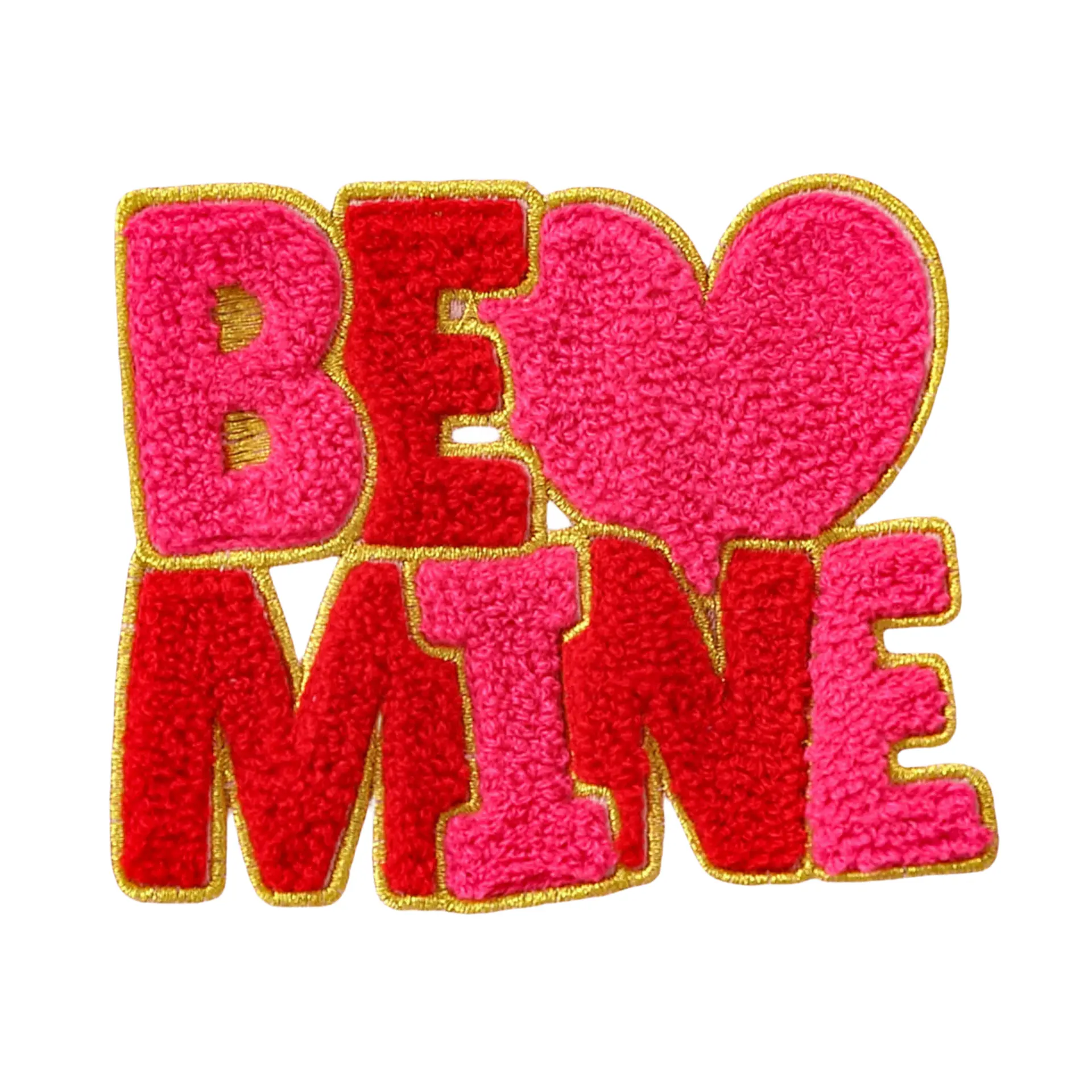 Custom Valentine Day Chenille Patches Be Mine Glitter Patch decoration heart love Iron On For Clothing Hoodies