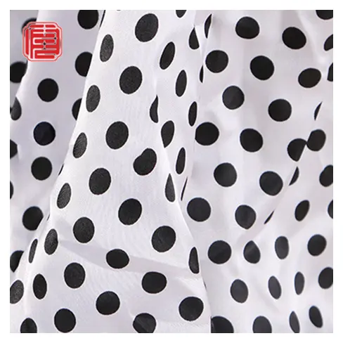 Dot Pattern Stretch Polyester Silk Satin Chiffon Impresso Tecido Atacado Para Mulheres Vestidos