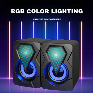 Altavoces USB con cable RGB para computadora con efecto de iluminación colorido, juego de escritorio, Audio Subwoofer, Audio Multimedia para juegos de computadora - Product Image 3