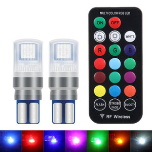 Latest <strong>Best</strong> Sellers T10 <strong>LED</strong> 168 194 W5W Plastic 5050 RGB 2 Lamps + 1 Remote Control (Without Battery) 12V New Condition 1 Set - Product Image 2