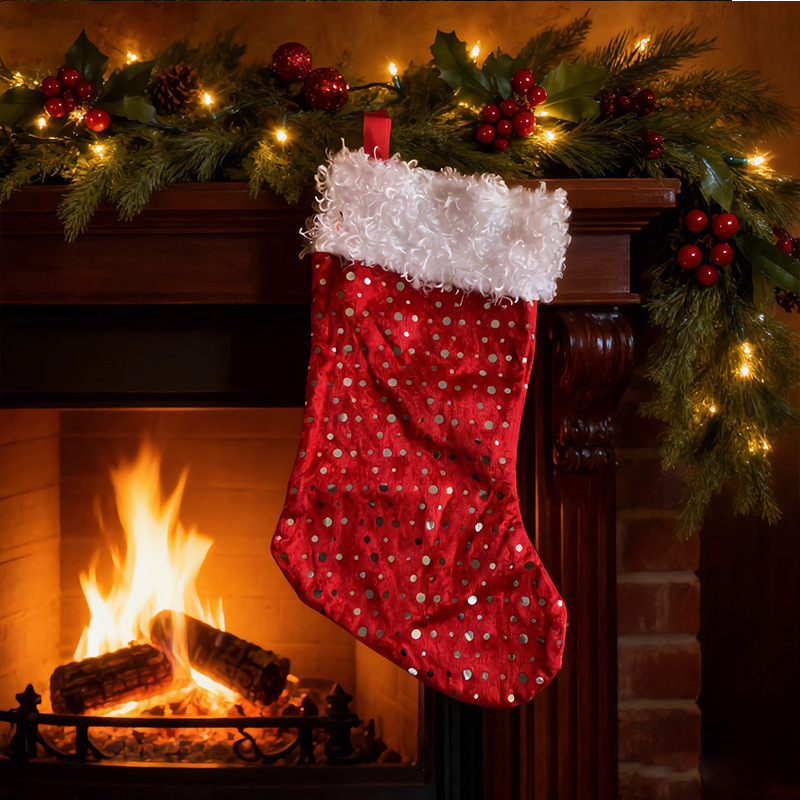 Bas de Noël à pointe dorée