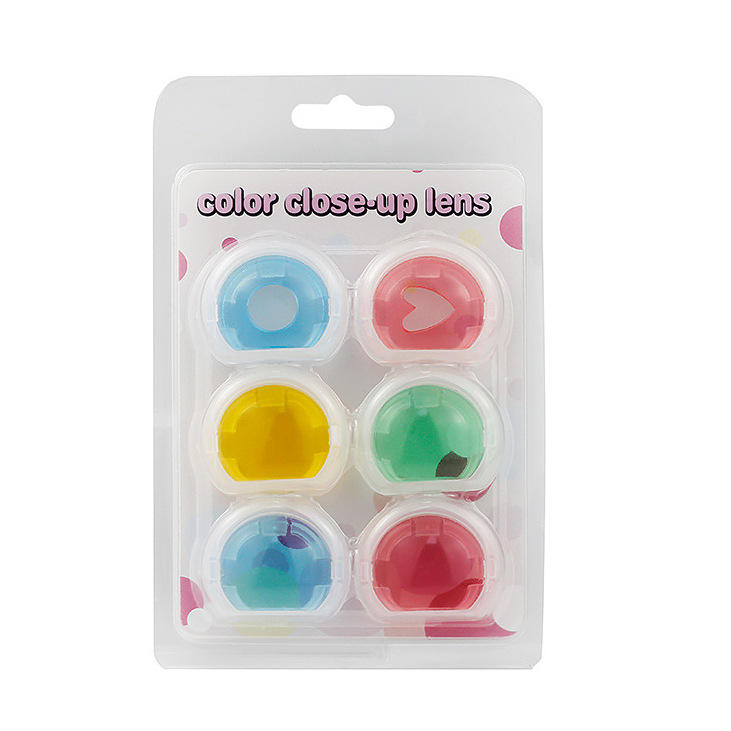 Ensemble de six filtres couleur gelée à bordure transparente.