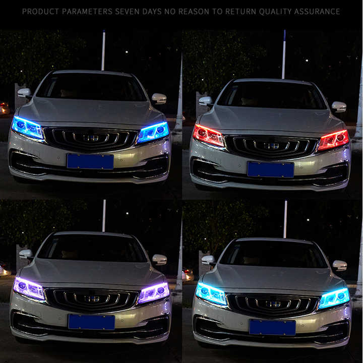 2pc 60cm RGBW Chasing Led Strip with Swichback Daytime Running Light Flexible Drl Light with Remote Control Turn Signal DRL Lamp