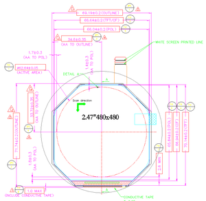 2,47 zoll 480*480 400 int 35 pin MIPI-DSI schnitts telle Trans missive HX8379-C tft Lcd Modul display touchscreen - Product Image 6