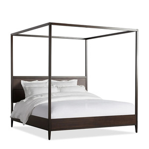 Antik stil yatak odası mobilyası yatak takımı katı ahşap meşe ahşap kaplamalar ile gölgelik yatak. - Product Image 1