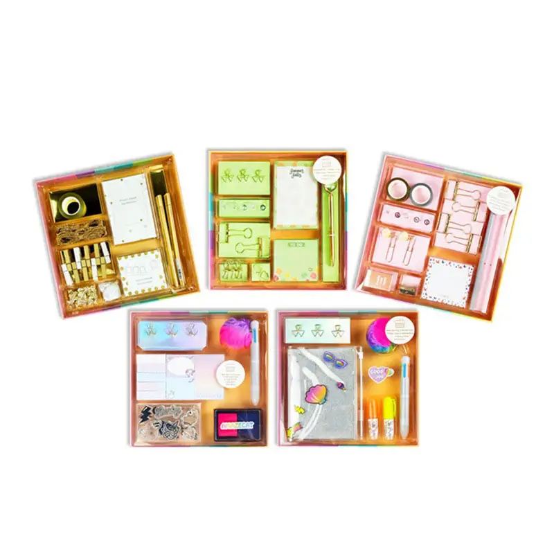 Commercio all'ingrosso rosa verde carino diario DIY Notebook Set di cancelleria per ragazze bambini adolescenti regalo