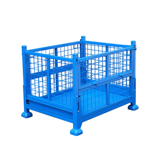 Caja Jaula de alambre Contenedor de almacenamiento de contenedores de metal Caja de paletas de malla de alambre Paleta de jaula de almacenamiento de acero apilable plegable - Product Image 3