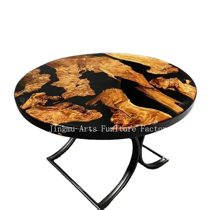Factory Price Handmade Round Shape Epoxy Resin Wood Side Coffee Table for Home and Office Resin coffee table
