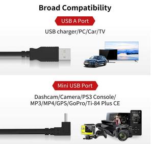 90度倾斜USB 2.0 A至Mini B USB 5针电缆10英尺/3米 - Product Image 2