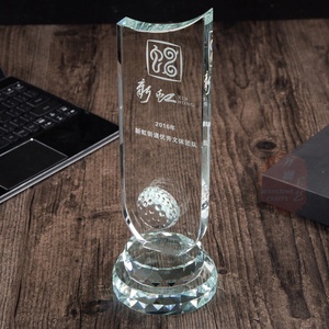 2022 sıcak satış özelleştirilmiş kazınmış golf ödülleri şeffaf kristal golf kupa ödülleri spor oyunu için SPT-08D - Product Image 2