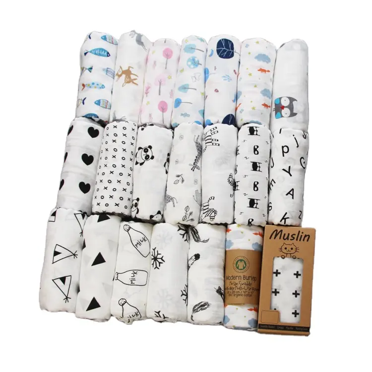 Manta de algodón de bambú orgánico unisex para el hogar, manta de Seersucker estampada para cunas, sábanas de muselina para bebé