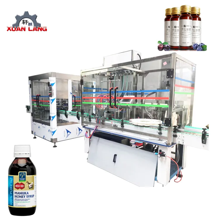 Full automatic 10-500ml cought syrup bottle filling capping labeling machine