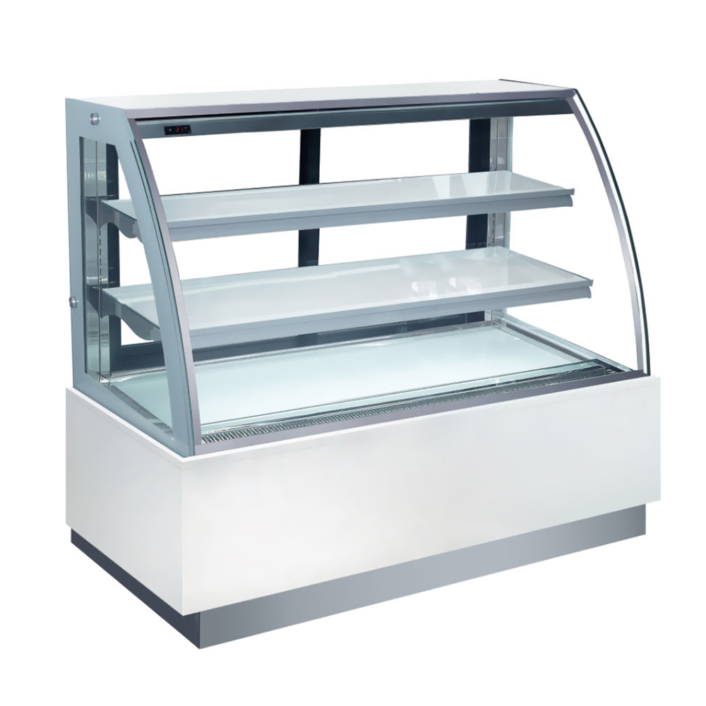 Big capacity  curved glass bakery cake display showcase fridge