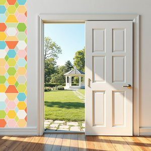 Nhãn dán GURU cầu vồng lăng trụ cửa sổ bám không dính chống va chạm Chim dán trang trí an toàn với hình lục giác và ong - Product Image 5