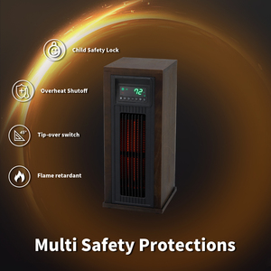 Over <strong>Heat</strong> and Tip Over Safety Protection 1000W 1500W Home Overheat Protection Electric Wood Tower Space Heater - Product Image 4