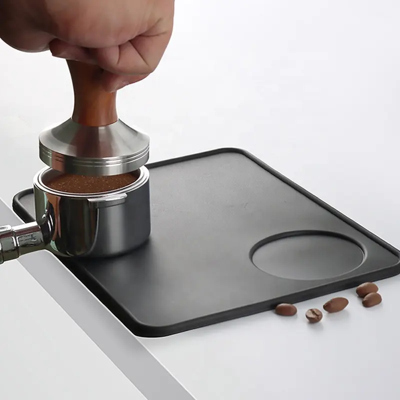 Оптовая продажа кухонных аксессуаров черный Противоскользящий силиконовый коврик для темпера кофе эспрессо