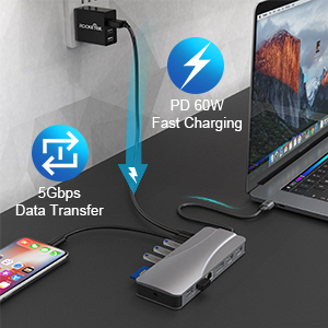 Multiporta 14 in 1 hdmi rj45 intelligente di ricarica usb hub mini usb c hub per la Finestra Computer Portatili - Product Image 3