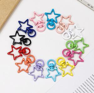 カラフルな星型の春のキーホルダーロブスター留め具フックスイベルキーリングDIYクラフトジュエリーアクセサリースターキーチェーン