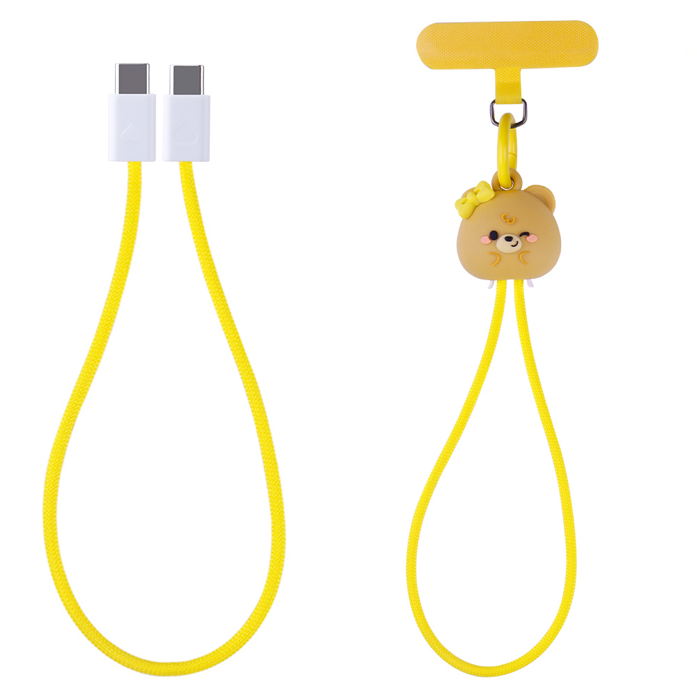 Brown Bear Wrist Strap Lanyard 60W Fast Charging Cable