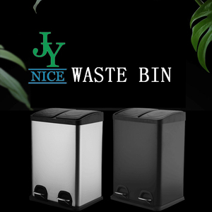 Papelera de reciclaje clasificada de 30L, cubo de basura de acero inoxidable con 2 compartimentos y tapa de plástico - Product Image 5