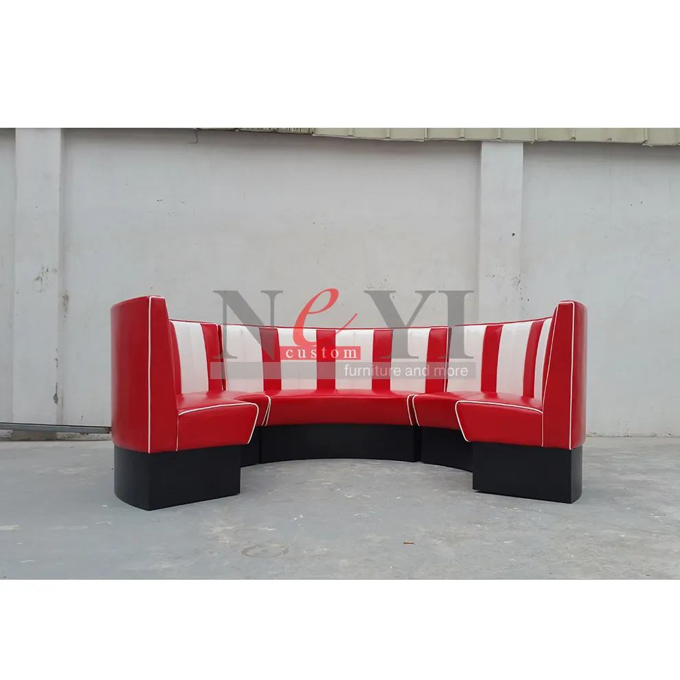 Neyi ad521 sofá personalizado, jantar americano vermelho e branco 3/4 grau de círculo para jantar retrô