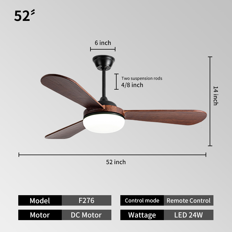 Walnut wood+52INCH