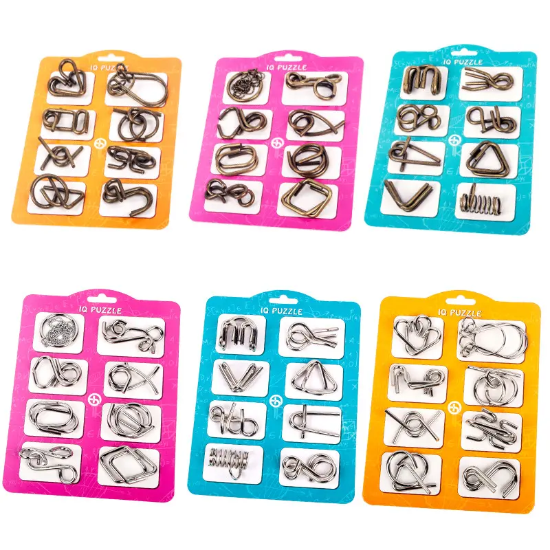 4 warna teka-teki Montessori logam anak-anak dewasa interaktif permainan pelepas Mainan Edukatif kawat IQ pikiran teka-teki asah otak