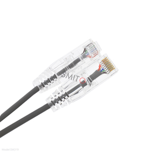 超薄UTP CAT6A接插线非屏蔽接插线28AWG 30AWG CAT6a UTP聚氯乙烯透明靴RJ45接插线1m - Product Image 1