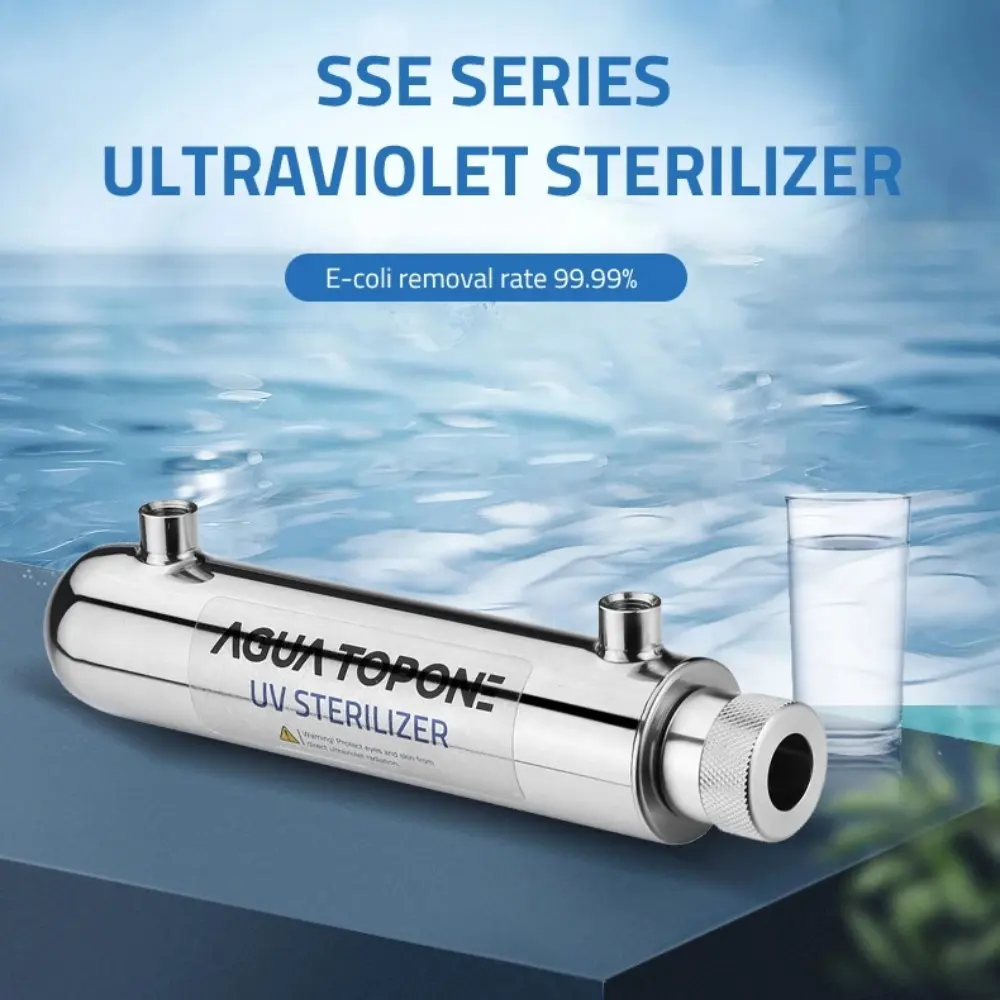 Agua Topone 1GPM 12V luz UV agua Steril 304 Acero inoxidable automático Homewater filtro desinfectante máquina purificadora