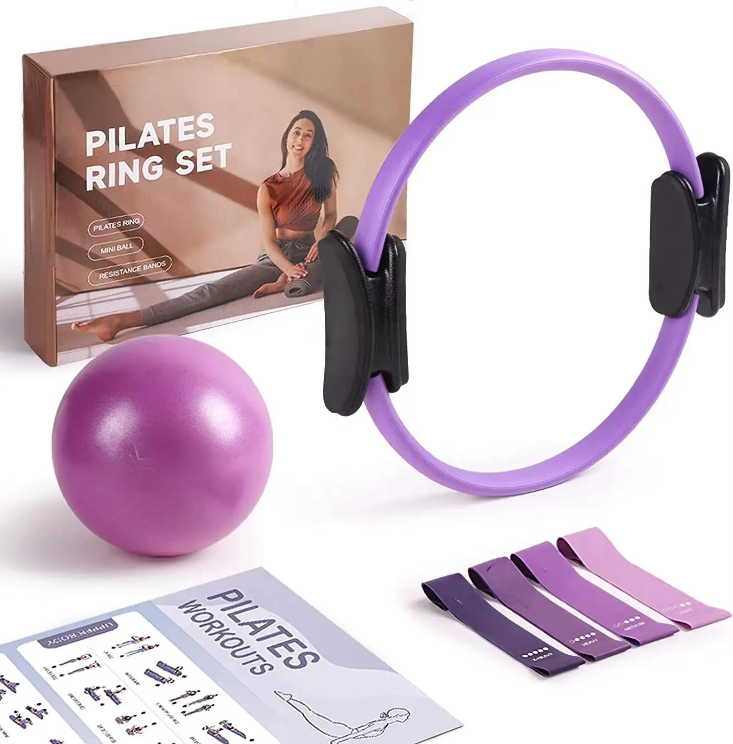 DR Yoga fitness magic circle Pilates ring per tonificare cosce, addominali e gambe con bande di resistenza e mini ball set