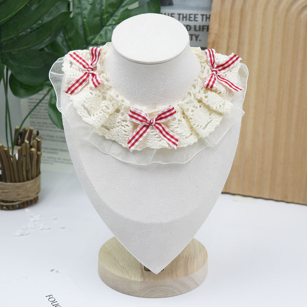 Beige and red plaid bow style