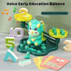 Balanza con contador de voz de dinosaurio Montessori, juego de aprendizaje de números educativos con 30 tarjetas aritméticas - Product Image 6