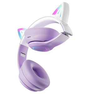 All'ingrosso viola orecchio auto pieghevole luce RGB Bt senza fili cuffie con microfono Over-Ear Sport cuffie per bambini ragazze