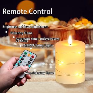 Set di candele a Led senza fiamma a batteria con luci a stringa di fata telecomando e <span class=keywords><strong>Timer</strong></span> per la decorazione della festa di Natale