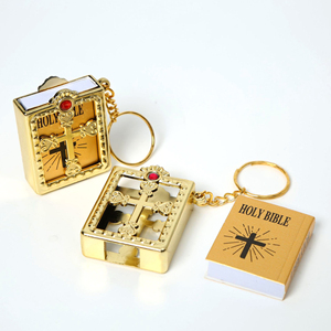 Fashion Silver Gold Color Cute <strong>Mini</strong> Christian English Book Holy <strong>Bible</strong> Pendant Keychains for Gift - Product Image 3