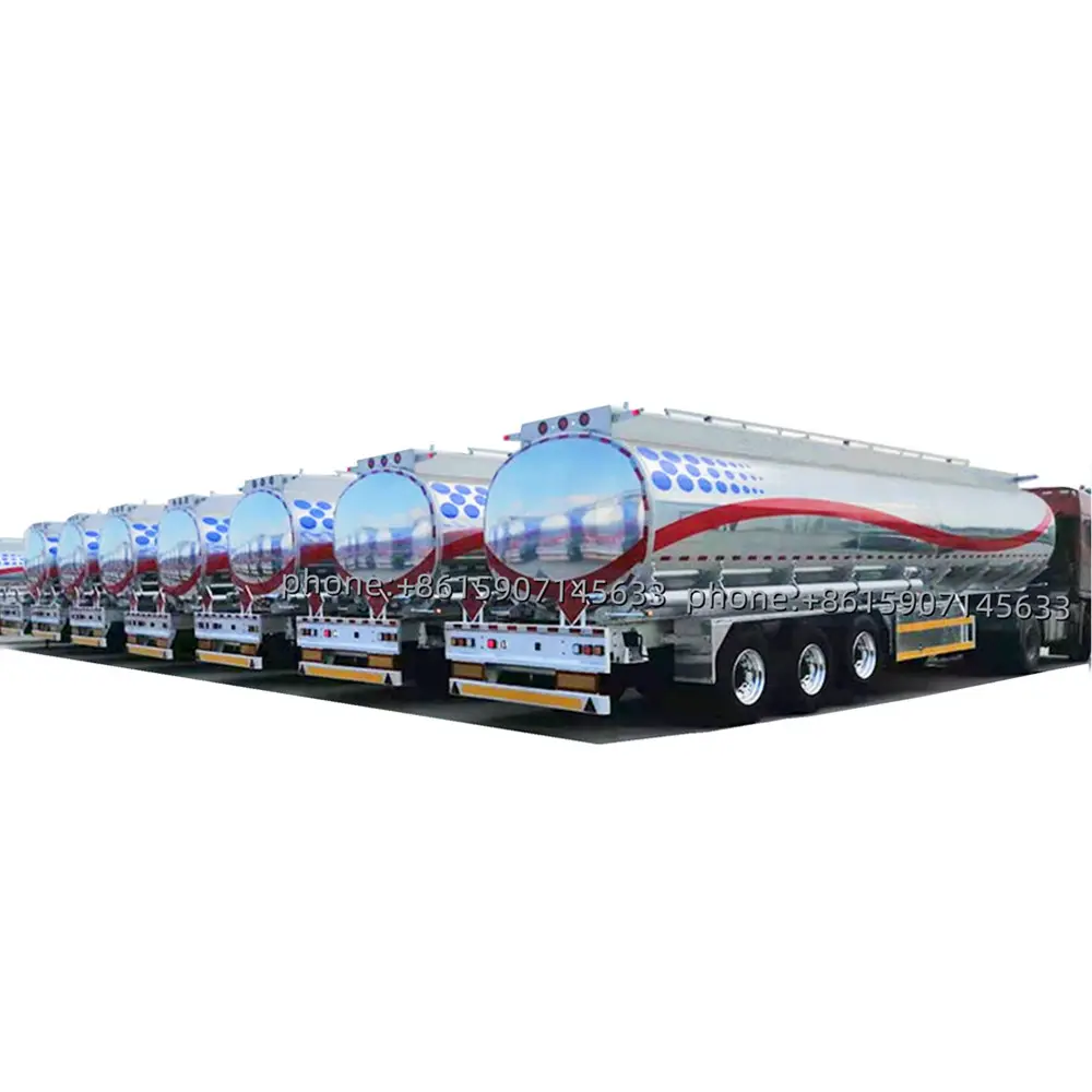 Camión cisterna de aluminio para agua y aceite de 3 ejes, tanque cisterna de combustible, camión de remolque, camión cisterna semirremolque usado
