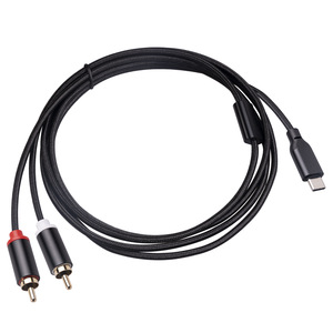 Decodificación incorporada tipo-c USB a dual RCA macho video audio cable 24Bti negro RCA a tipo cable tipo trenzado de nylon a RCA macho - Product Image 2