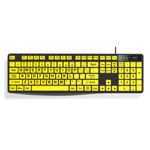 New Wireless &amp; Wired Large Print Full Size <strong>Computer</strong> Yellow <strong>Keyboard</strong> for Visually Impaired - Product Image 1